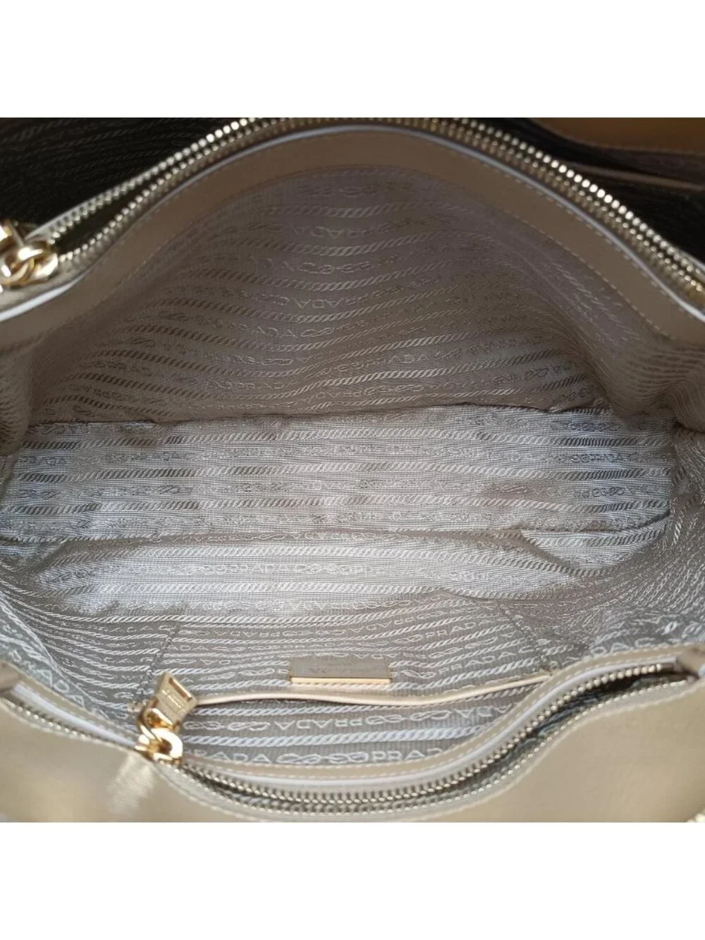 Prada Pyramid Beige Patent 31 Handbag